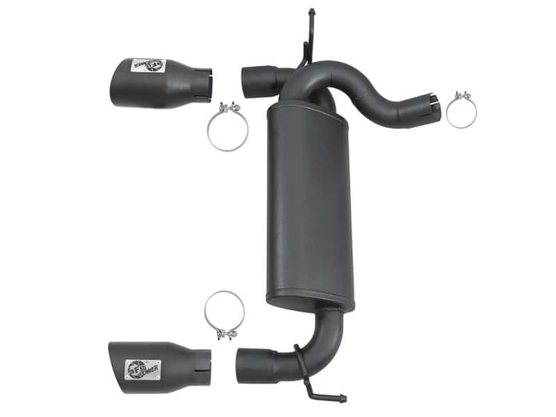 aFe — aFe Rebel Series 2.5in 409 SS Axle-Back Exhaust w/ Black Tips 2007+ Jeep Wrangler (JK) V6 3.6L/3.8L
Axle-Back Exhaust - view 4