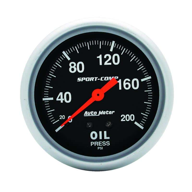 AutoMeter — Autometer 2-5/8in 200 PSI Mechanical Sport-Comp Oil Pressure Gauge
2-5/8" OIL PRESS, 0- - view 2