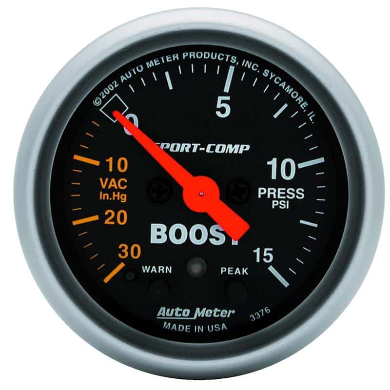 AutoMeter — Autometer Sport-Comp 52mm Electronic Full Sweep 30 In Hg.-Vac./15 PSI Boost Gauge
2" BOOST-VAC, 30" - view 2