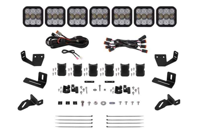 Diode Dynamics — Diode Dynamics Prinsu/Sherpa Roof Racks- SS5 7-Pod CrossLink Mounting Kit - Sport White Combo - view 1