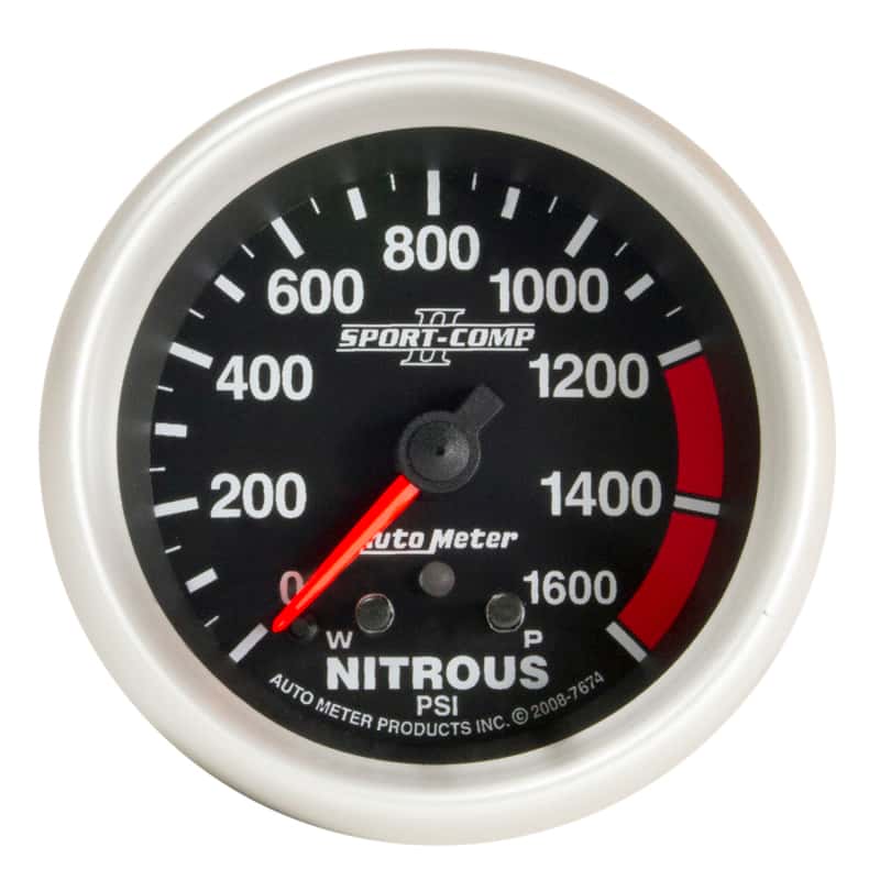 AutoMeter — Autometer Sport-Comp II Pro Control 2-5/8in 1600 PSI Nitrous Pressure Gauge w/ Peak and Warn
2-5/8" NITROUS, 0-16 - view 1