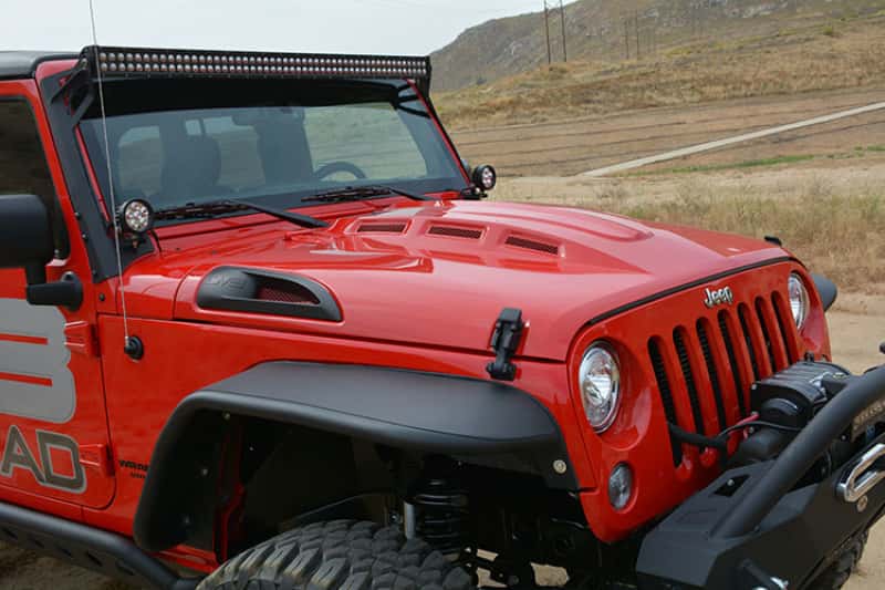 DV8 Offroad — DV8 Offroad 07-18 Jeep Wrangler JK Metal Heat Dispersion Hood - Primer Black - view 9