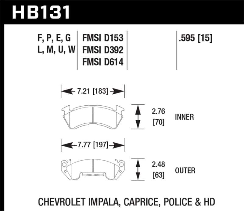 Hawk Performance — Hawk Chevy C20/R20 / C2500/R2500 / C30/R30 Pickup DTC-70 Front Race Brake Pads
Disc Brake Pad - view 3