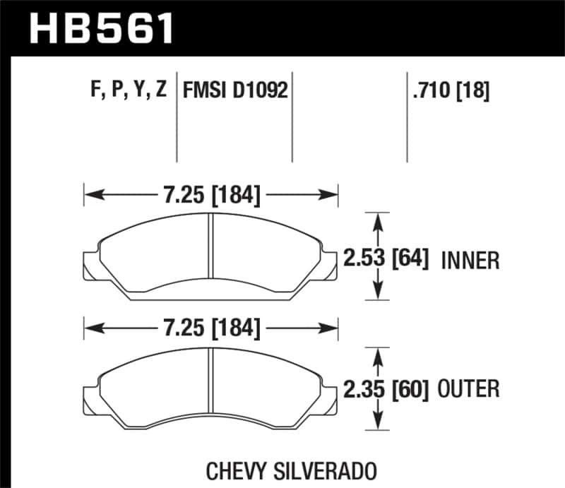 Hawk Performance — Hawk 07 Chevy Tahoe LTZ Front LTS Brake Pads
Disc Brake Pad - view 3