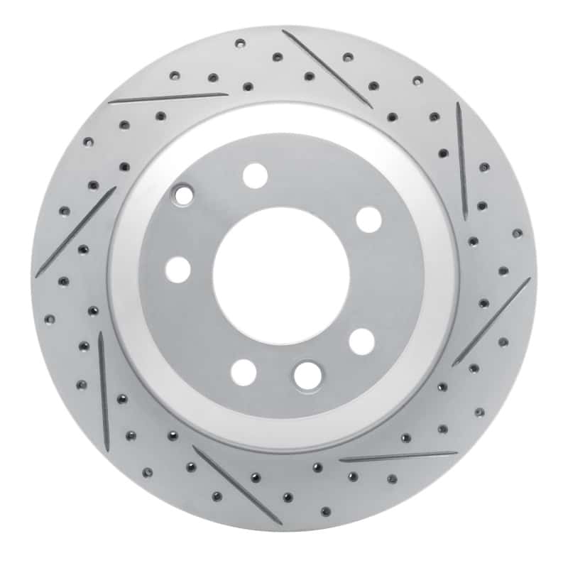R1 Concepts — R1 03-18 Audi Q7 Rear Right Drilled & Slotted Geo-Carbon Rotor - view 1