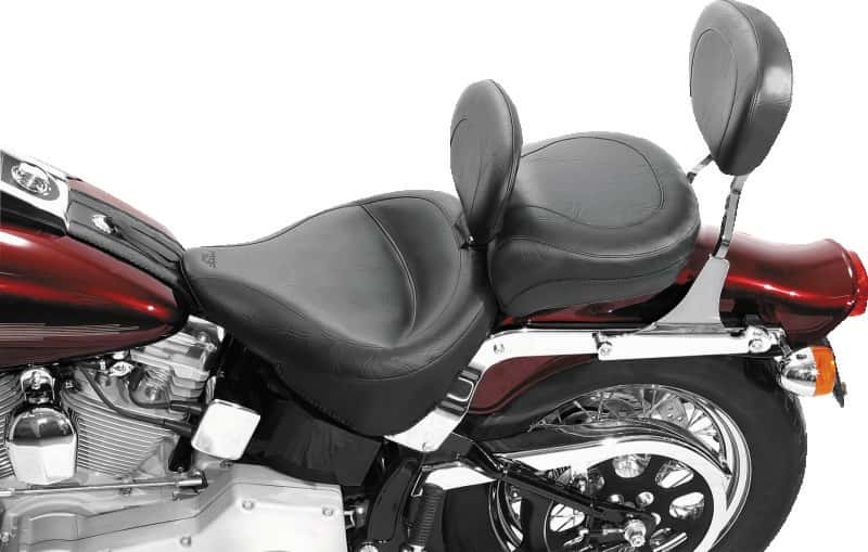 Mustang Motorcycle — Mustang 84-06 Harley Standard Rear Tire Wide Touring Std Solo Seat w/Driver Backrest - Black - view 3