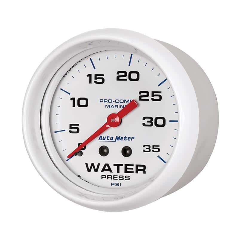 AutoMeter — Autometer AutoGage 2-5/8in. / 35 PSI Mechanical Water Press Gauge - Marine White
GA 2.6" WP 35 M MW - view 3