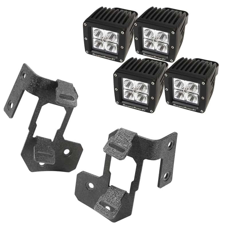 Rugged Ridge — Rugged Ridge 07-18 Jeep Wrangler JK Textured Black Square A-Pillar LED Light Mount Kit
OFFROAD_LIGHTING
OrdRacingLampKt - view 1