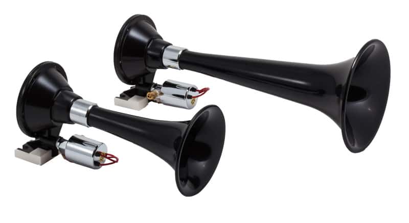 Kleinn Air Horns — Kleinn Black Dual Horn/ 13In/8In - High Impact ABS Trumpet/ Zinc Alloy Base
Dual Train Horn - view 2