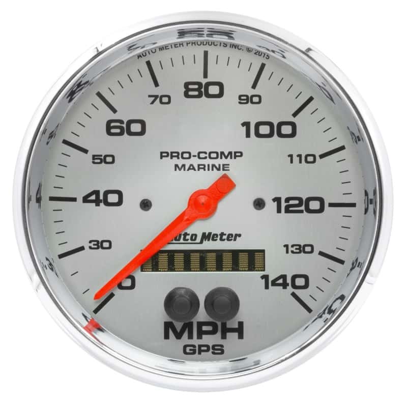 AutoMeter — Autometer Speedometer 5in 140 MPH GPS Marine Chrome Ultra-Lite Gauge
5" SPD GPS 140 MC - view 1