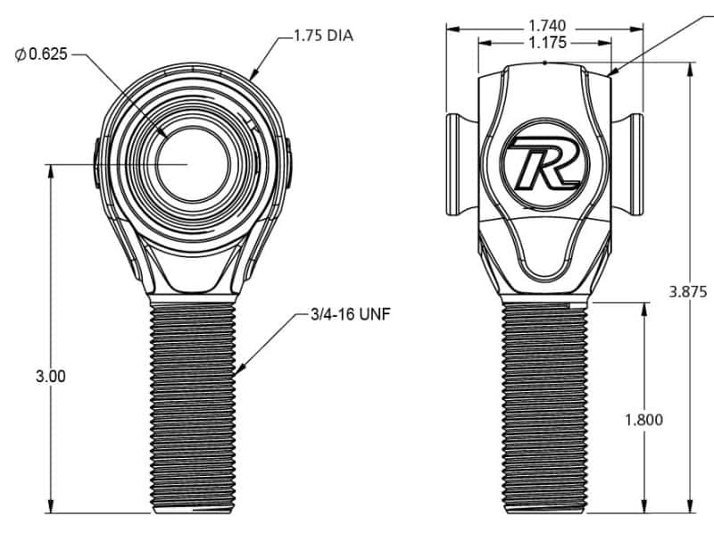 Ridetech — Ridetech R-Joint Rod End with 3/4in-16 Left Hand Thread
R-Joint 3/4" x 5/8" - view 2