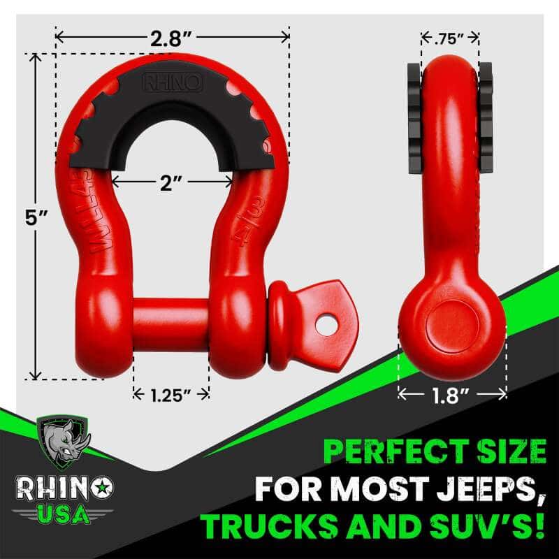 Rhino USA — Rhino USA 3/4In D-Ring Shackle Set (2-Pack) Matte Black
Tow Hook - view 7