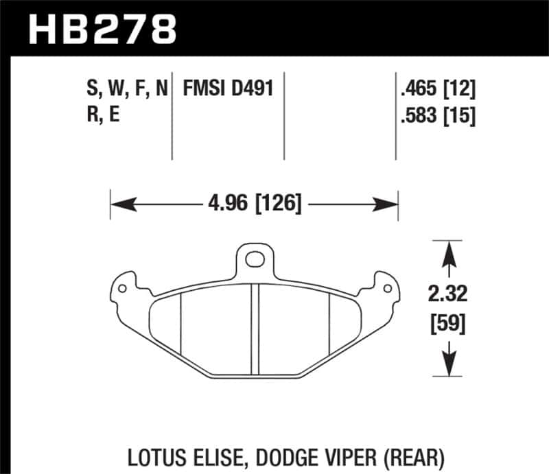 Hawk Performance — Hawk Lotus Elise 12mm Ht-10 Rear Race Brake Pads
Disc Brake Pad - view 3