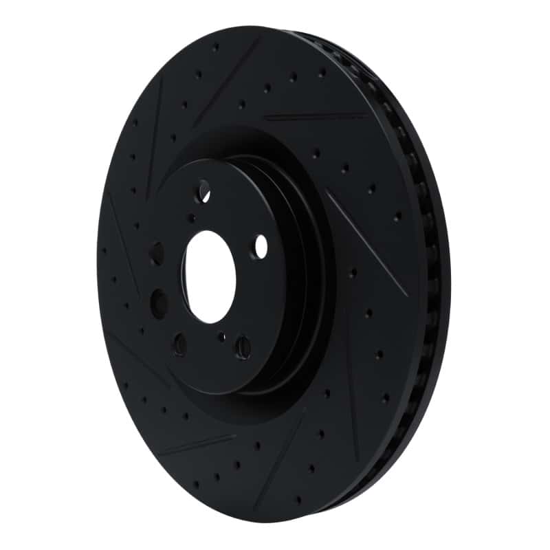 R1 Concepts — R1 11-25 Lexus IS200T Left Front Drilled & Slotted Black Brake Rotor - view 2