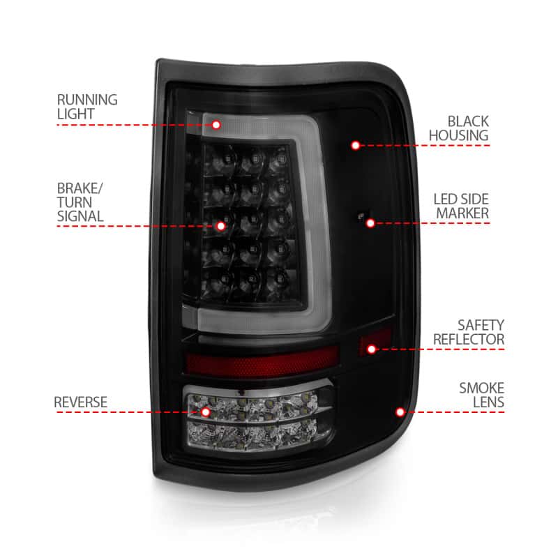 ANZO — ANZO 2004-2006 Ford F-150 LED Tail Lights w/ Light Bar Black Housing Smoke Lens - view 11