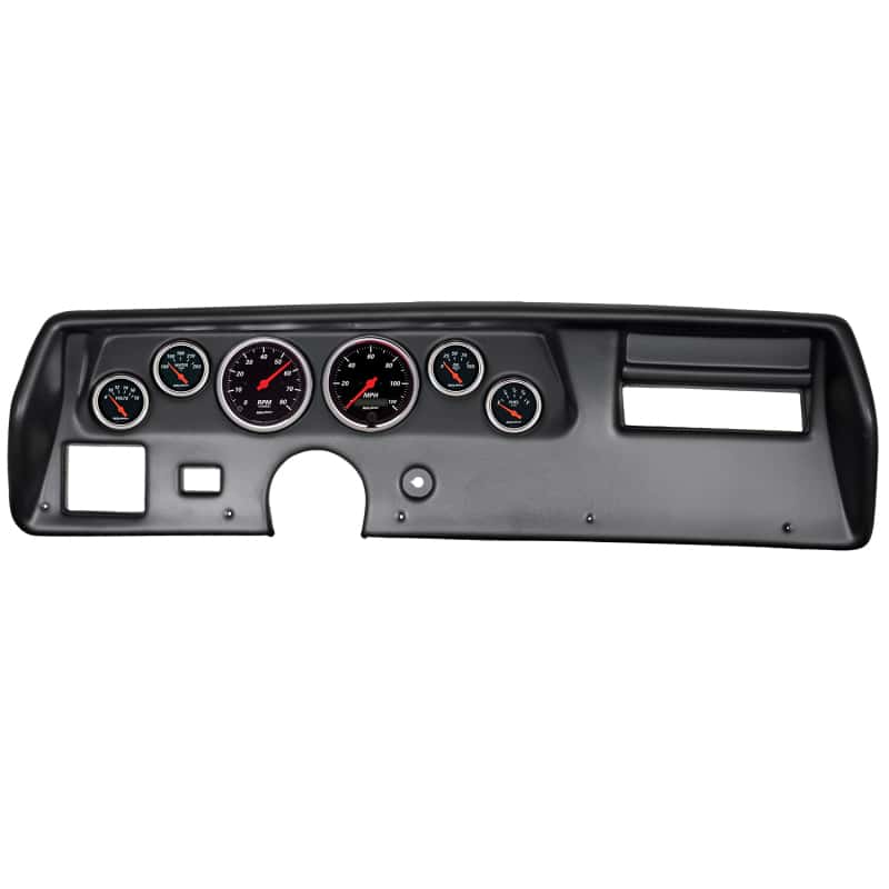 AutoMeter — Autometer Designer Black 70-72 Chevelle SS/El Camino Dash Kit 6pc Tach/ MPH/ Fuel/ Oil/ WTMP/ Volt
GA KT CHEV SS 70-72D - view 1