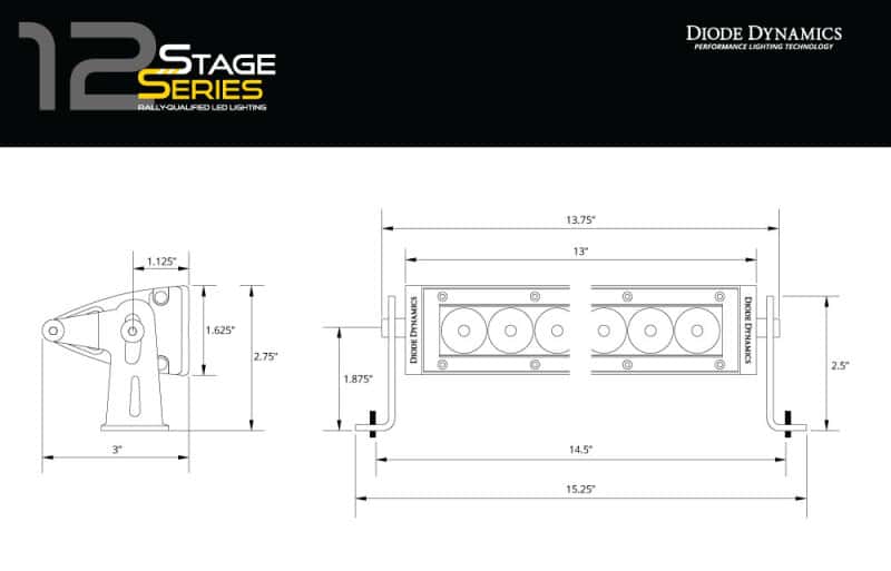 Diode Dynamics — Diode Dynamics 12 In LED Light Bar Single Row Straight Clear Driving (Pair) Stage Series - view 7