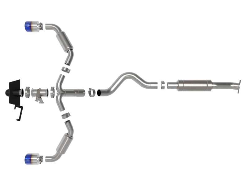 aFe — aFe 23-24 Toyota GR Corolla L3 1.6L (t) Gemini XV 3in to 2-1/2in Cat Back Exhaust w/ Blue Flame Tips
Cat-Back Exhaust - view 3