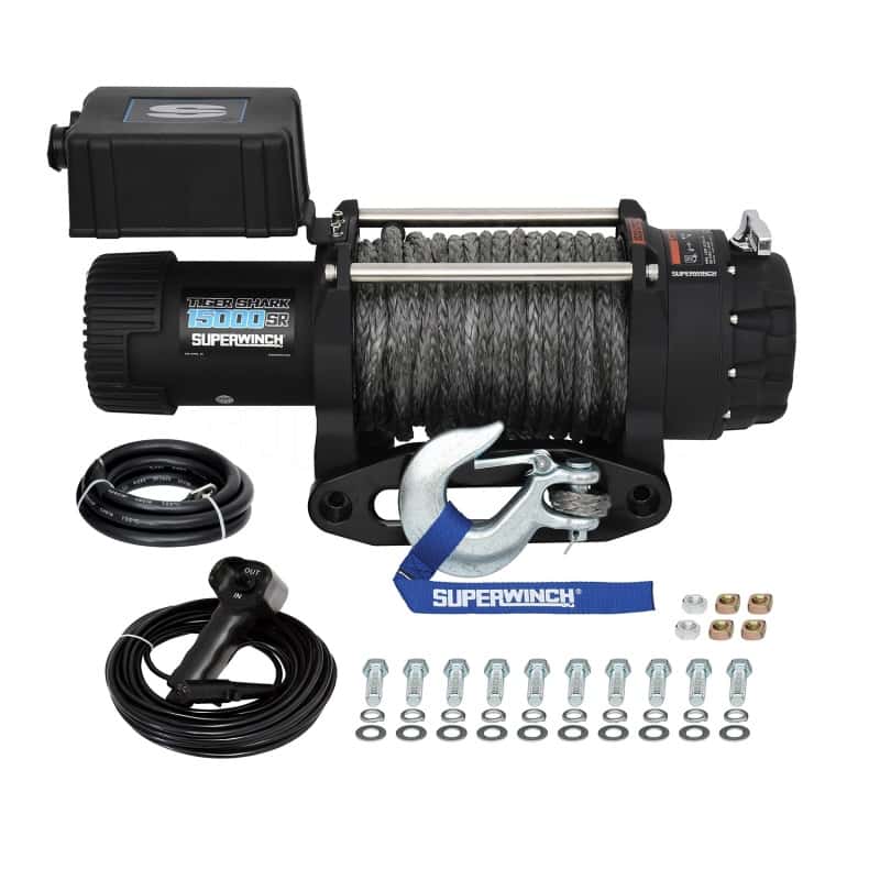 Superwinch — Superwinch 15000 LBS 12V DC 15/32in x 78ft Synthetic Rope Tiger Shark 15000SR Winch - view 6