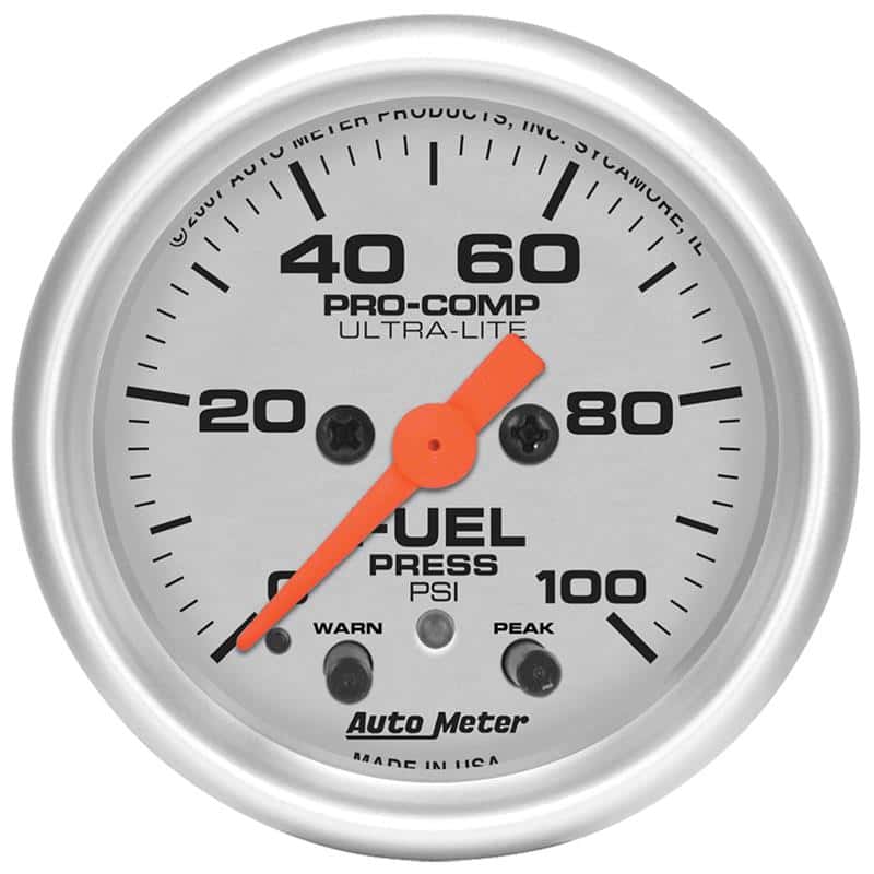 AutoMeter — Autometer Ultra-Lite 52mm 0-100 PSI Fuel Pressure w/ Peak Memory Warning Gauge
2-1/16" FUEL PRESS, - view 2