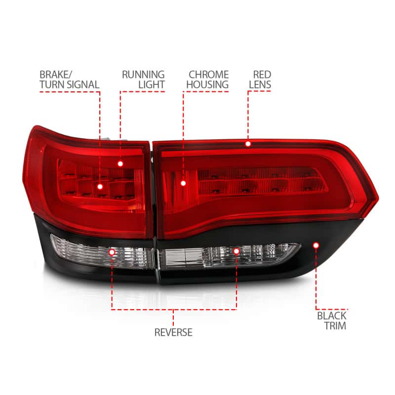 ANZO — ANZO 2014-2016 Jeep Grand Cherokee LED Taillights Red/Clear
TailLightSet - view 9