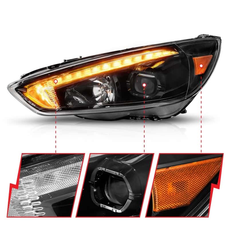 ANZO — ANZO 15-18 Ford Focus Projector Headlights - w/ Light Bar Switchback Black Housing
Head Light Set
HdLtSet - view 4