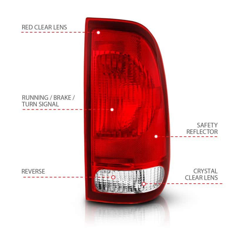 ANZO — ANZO 1997-2003 Ford F-150 Taillight Red/Clear Lens (OE Replacement) - view 9