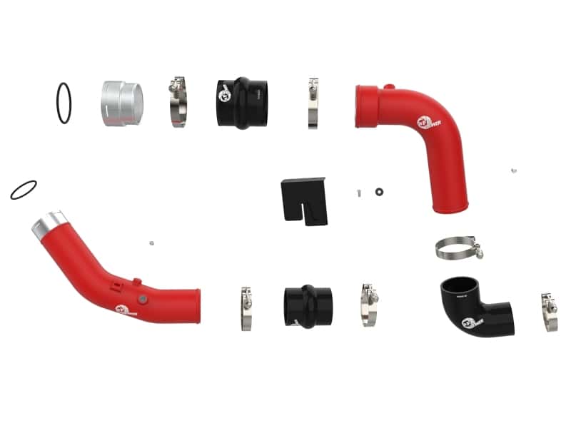 aFe — aFe 23-25 Ford F250/F350 Super Duty V8-6.7L BladeRunner Aluminum Hot & Cold Charge Pipe Kit - Red
Charge Pipe Kit - view 2