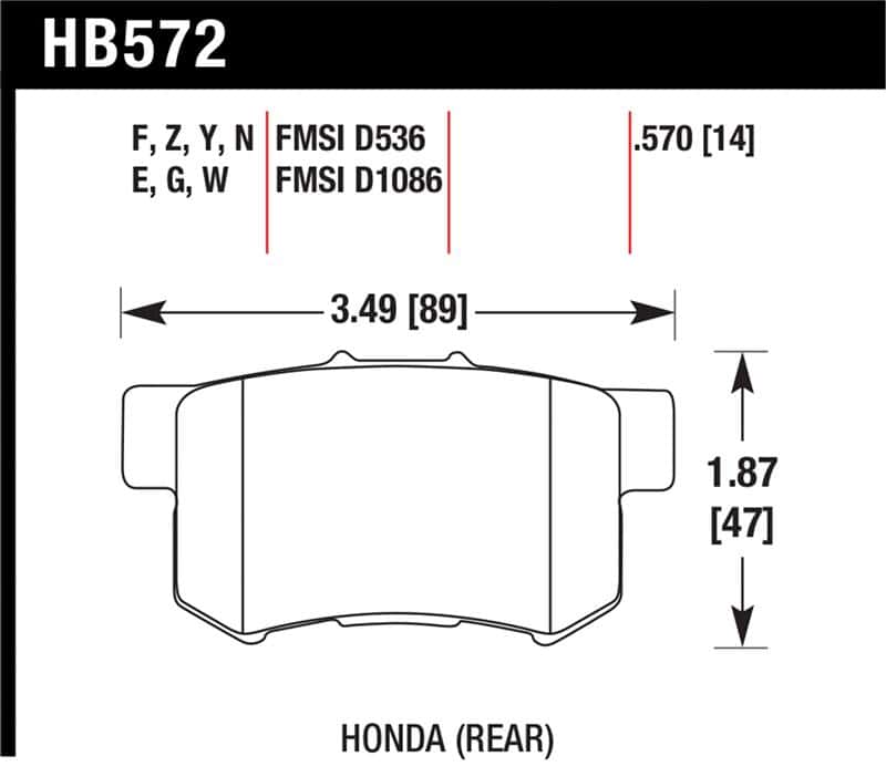 Hawk Performance — Hawk 2001-2003 Acura CL Type-S HPS 5.0 Rear Brake Pads
Disc Brake Pad - view 1