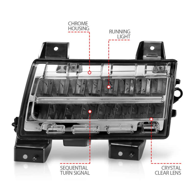ANZO — ANZO 2018-2021 Jeep Wrangler LED Side Markers Chrome Housing Clear Lens w/ Sequential Signal
TurnSignalPkLtAssy
SideMrkrLghtAssy - view 11