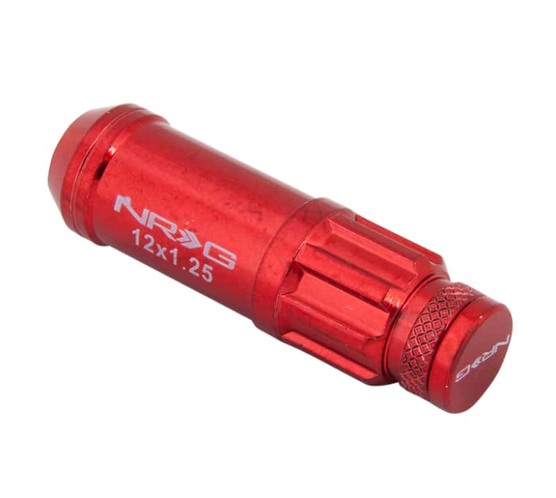 NRG — NRG 700 Series M12 X 1.25 Steel Lug Nut w/Dust Cap Cover Set 21 Pc w/Locks & Lock Socket - Red - view 2