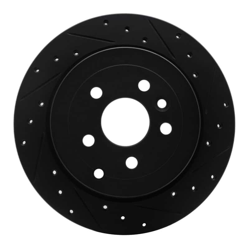 R1 Concepts — R1 08-12 Land Rover LR2 Rear Right Drilled & Slotted Black Brake Rotor
R1 Brake Rotor Drill - view 1