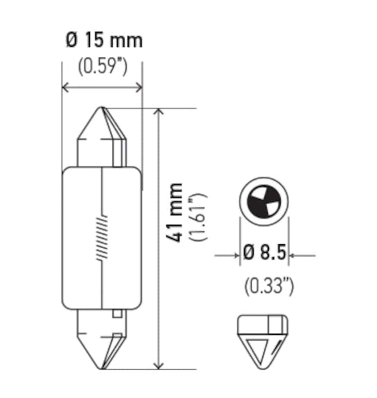 Hella — Hella Bulb 6480 24V 18W SV8.5-8 T4.625 15x43mm
6480 Incan Bulb - view 8