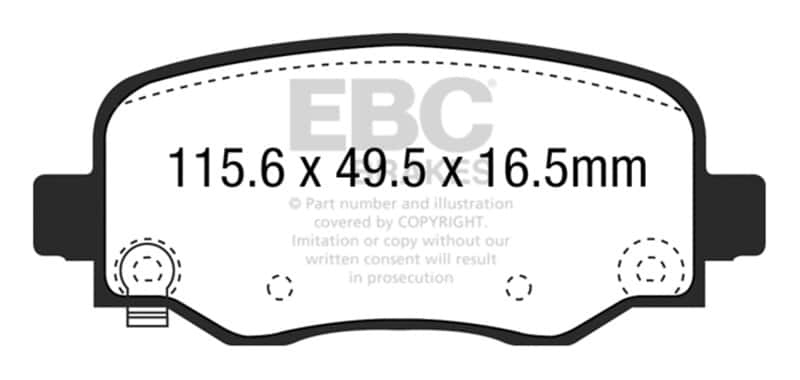EBC — EBC 15+ Chrysler 200 2.4 Ultimax2 Rear Brake Pads
Disc Brake Pad - view 1
