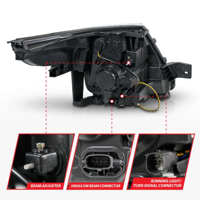 ANZO — ANZO 11-15 Ford Explorer (w/Factory Halogen HL Only) Projector Headlights w/Light Bar Black Housing
Head Light Set
HdLtSet - view 11