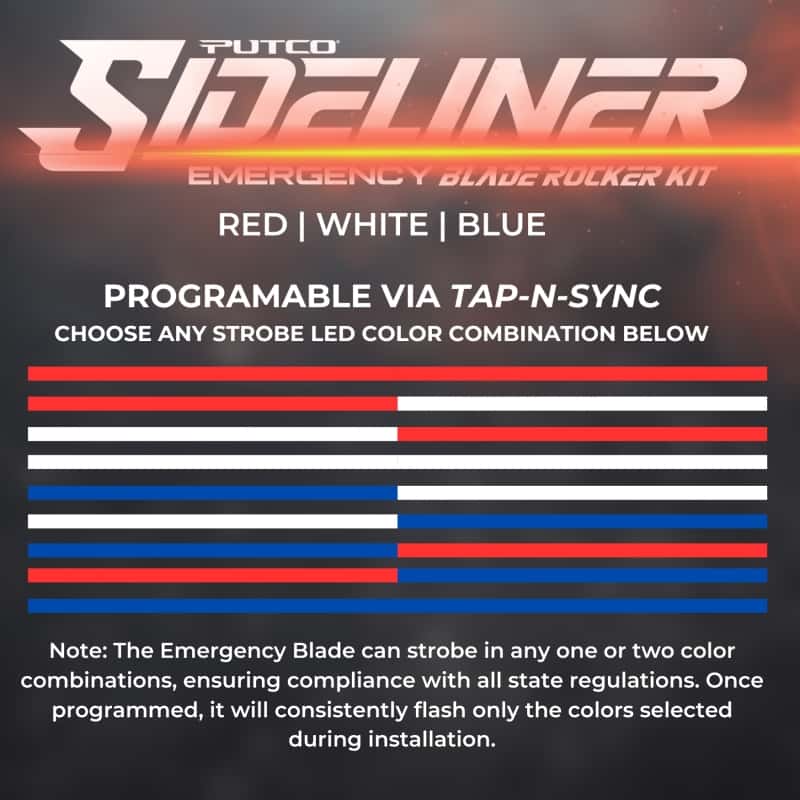 Putco — Putco 19-23 Chevrolet Silverado Blade Rocker Kits Sideliners - Red/Blue w/ White Override - view 5