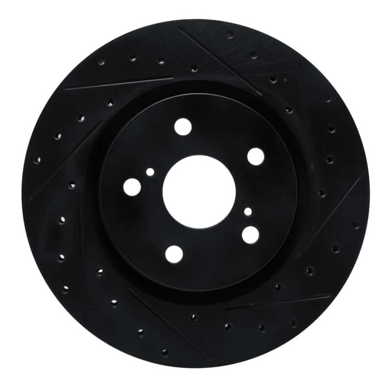 R1 Concepts — R1 18-25 Lexus UX250h Front Right Drilled & Slotted Black Brake Rotor - view 2
