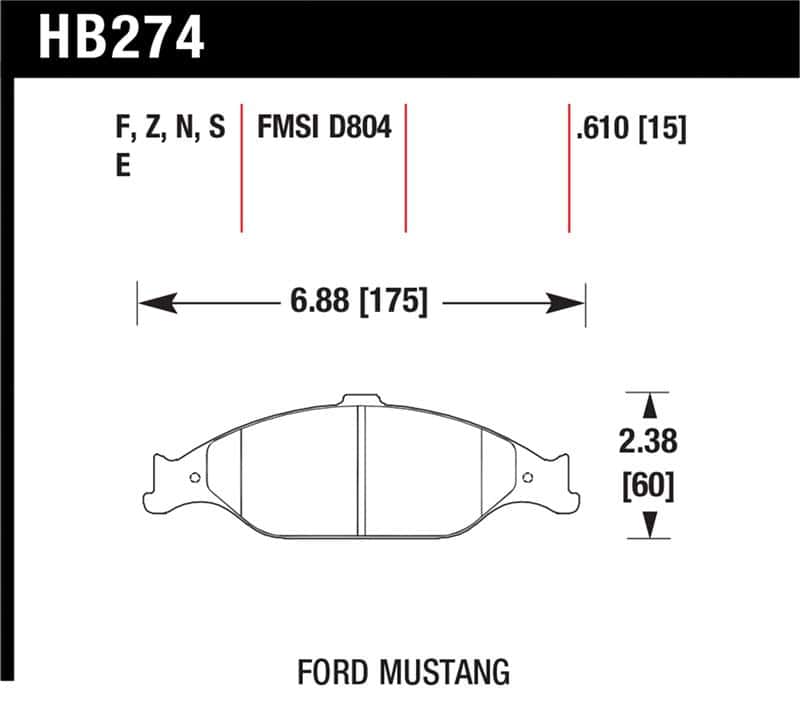 Hawk Performance — Hawk 96-10 Ford Mustang Blue 9012 Race Front Brake Pads
Disc Brake Pad - view 1