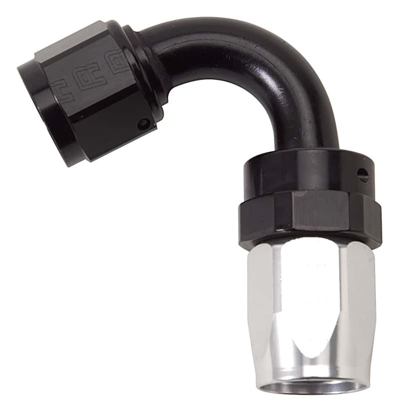 Russell — Russell Performance -6 AN Black/Silver 120 Degree Tight Radius Full Flow Swivel Hose End
Hose Fitting - view 1