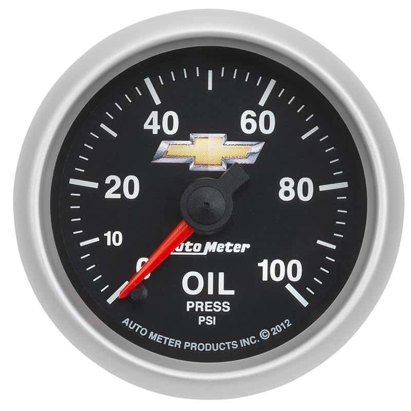 AutoMeter — AutoMeter Gauge Oil Press 2-1/16in. 100PSI Digital Stepper Motor Chevy Gold Bowtie
GA 2" OP 100PSI COPO - view 2