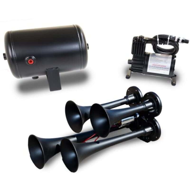 Kleinn Air Horns — Kleinn Quad Black Horn Kit w/ 130 PSI Air Compressor / 1.0 gal Air Tank
HK4-1 Quad Horn Kit - view 2