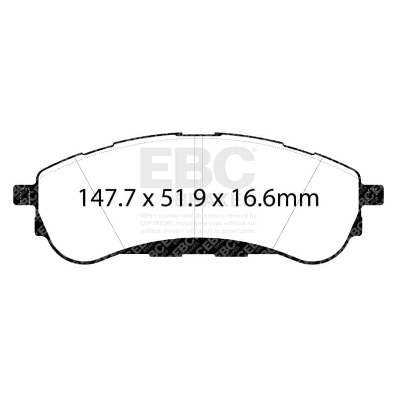 EBC — EBC 2019+ Ford Ranger 2WD 2.3T Yellowstuff Rear Brake Pads
Disc Brake Pad - view 5