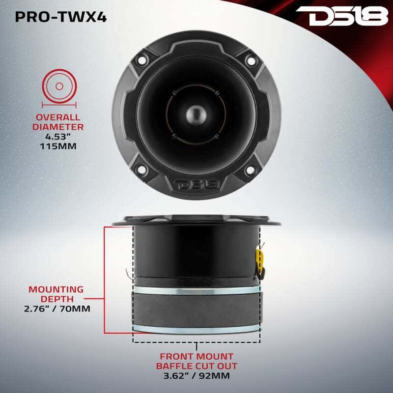 DS18 — DS18 4.5in Super Bullet Tweeter 280 Watts RMS 1.75in Titanium Vc 4 ohm - view 3