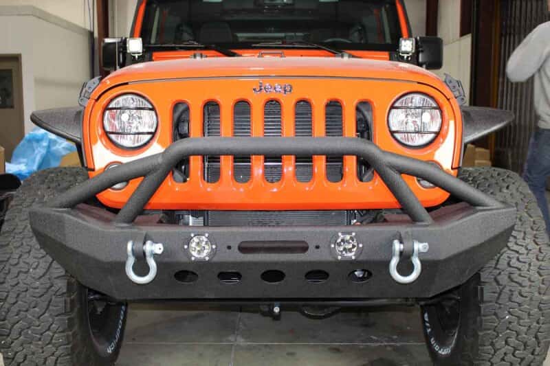 Fishbone Offroad — Fishbone Offroad 07-18 Jeep Wrangler Front Winch Bumper W/LEDs Full Width - Blk Textured Powdercoat - view 6