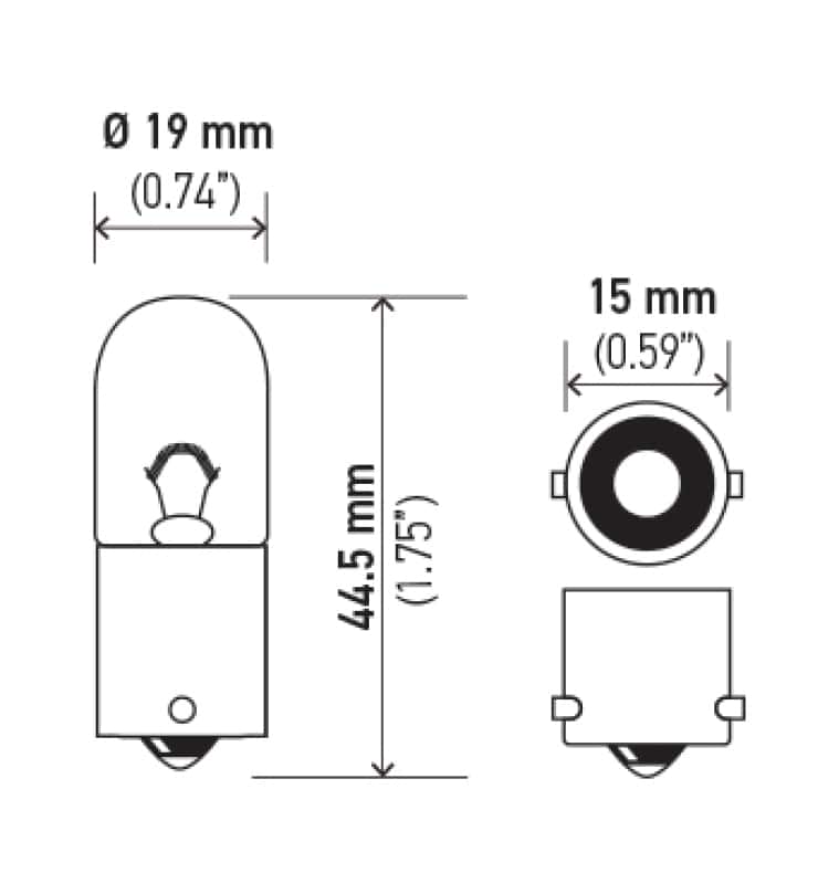 Hella — Hella Bulb 1003 12V 12W BA15s B6
1003 Incan Bulb - view 8