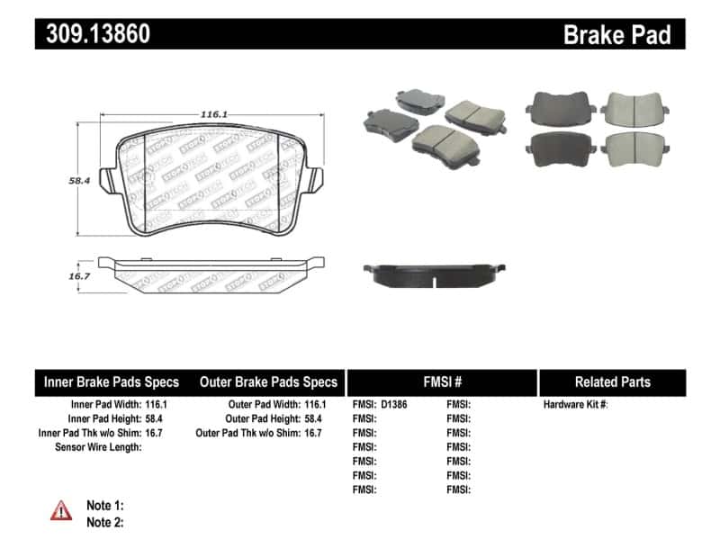 Stoptech — StopTech Performance Brake Pads
Sprt Brk Pad W/Hdwr - view 1