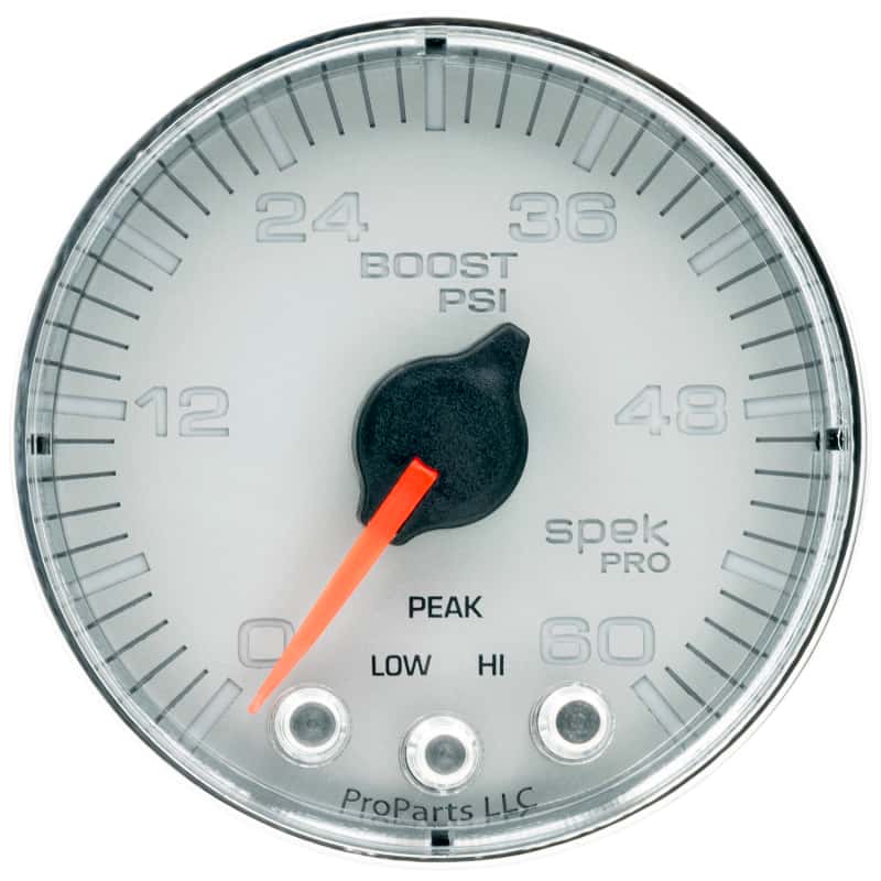 AutoMeter — Autometer Spek-Pro Gauge Boost 2 1/16in 60psi Stepper Motor W/Peak & Warn Slvr/Chrm
GA 2" BST 60 SFC SPK - view 1