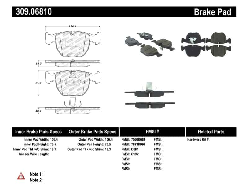 Stoptech — StopTech Performance 00-04 BMW M5 E39 / 00-06 X5 / 03-05 Range Rover HSE Front Brake Pads
Sprt Brk Pad W/Hdwr - view 1