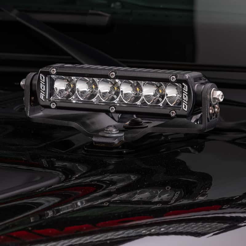Go Rhino — Go Rhino 18-20 Jeep Wrangler JL/JLU/Gladiator JT Light Mount - Two 6in Single Row
Hood Hinge Mount - view 3