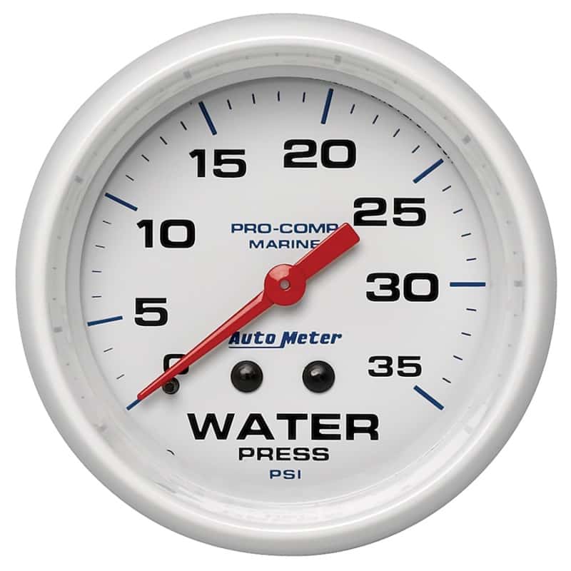 AutoMeter — Autometer AutoGage 2-5/8in. / 35 PSI Mechanical Water Press Gauge - Marine White
GA 2.6" WP 35 M MW - view 1